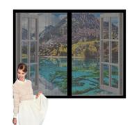 DIY Fly Screen Windows 90 x 70 cm Selfadhesive Tape Magnetic Window Fly Screens Excellent Ventilation While Blocking Bugs for Windows Doors and Patio Screens, Black