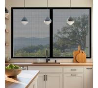 DIY Fly Screen Windows 90 x 70 cm with Selfadhesive Magnetic Window Screen Insect Mesh Custom Size for Living Room Bedroom Offfice, Black