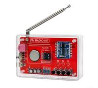 DIY FM Radio Kit 87-108MHz Frequency Range Electronic Soldering Practice Circuit Board with 3.5mm Audio Jack for Beginners Enthusiasts Educational Experience Red Acrylic Shell(With Case)