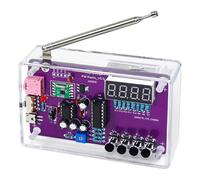 DIY FM Radio Kit, Electronics Soldering Practice Project, STEM Science Learning with RDA5807 Chip, Digital Display, Telescopic Antenna, USB Power, Clear Case, 4.06 x 2.68 x 1.20 inch