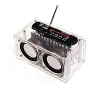 DIY FM Radio Speaker Kit Acrylic PCB USB AUX TF Soldering Practice Integrated Remote Control LED Lights Educational Classroom Project 130x75x61mm For