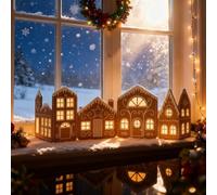 DIY Foldable Christmas Gingerbread House Cardboard Kit with LED Lights, Make a Christmas Gingerbread House Craft Decor, Village Home Decorations Gift for Home Cabinets Shelf Festival Holiday Party