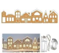 DIY Foldable Christmas Gingerbread House Cardboard Kit with LED Lights, Make a Xmas Gingerbread House Craft Decor Kit, Village Home Decorations Gift for Home Cabinets Festival Holiday Party (1set)