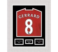 DIY football shirt framing design with top layer mount and 2 (6"x4") Openings with Title for message in Black colour Football Shirt DIY Frame | Silver Frame |Standard frame size: 33" x 27"