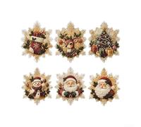 DIY for Diamond Art Fridge Magnets 6-Pack Christmas Theme DIY(snowflake) | DIY pearl painting, acrylic material, 8cm size, 6 festive characters, refrigerator whiteboard use