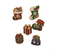 DIY for Diamond Art Fridge Magnets 6-Pack Christmas Theme DIY(socks) | DIY pearl painting, acrylic material, 8cm size, 6 festive characters, refrigerator whiteboard use