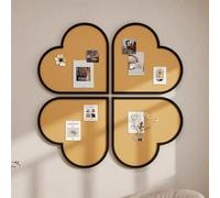 DIY Four-Leaf Clover Set Felt Wall Panels, 4Pcs Heart Shaped Self-Adhesive Felt Bulletin Boards for Lucky Home Office School Display, Wall Decor Photo Display Backdrop Boards (Orange,40x40cm)