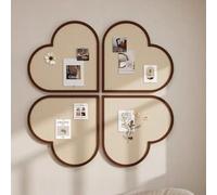 DIY Four-Leaf Clover Set Felt Wall Panels, 4Pcs Heart Shaped Self-Adhesive Felt Bulletin Boards for Lucky Home Office School Display, Wall Decor Photo Display Backdrop Boards (Camel,20x20cm)