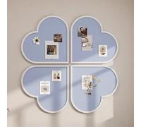 DIY Four-Leaf Clover Set Felt Wall Panels, 4Pcs Heart Shaped Self-Adhesive Felt Bulletin Boards for Lucky Home Office School Display, Wall Decor Photo Display Backdrop Boards (Blue,30x30cm)