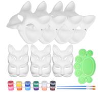 DIY Fox Masks Halloween Craft Blanks for Face Painting with Elastic Bands | Paper Pulp Blank Fox Shapes, Safe Elastic Fit, for School Events, Art Students and Daily Painting Practice Random Color