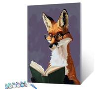 DIY Fox Portrait Art Paint by Numbers for Adults Animal Lover DIY Digital Oil Painting Acrylic Paint Pictures Funny Paintings Kits Canvas Wall Art Study Bathroom Decor16x20Inch Gift (Frameless)