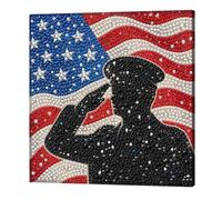 DIY Framed Pearl Painting Kit 20x20cm Self-Adhesive Full Drill (Salute to