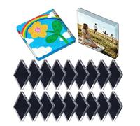 DIY Fridge Magnet Kit - Clear 2x2 Inch Acrylic Magnets | 20 Pieces Adhesive Backing Square Magnetic Frames for Custom Photo Craft Projects | Refrigerator Magnets - Home School Classroom Office Decor