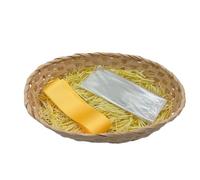 DIY Gift Hamper Kit, Large Wicker Basket with Ribbon, Paper, Cellophane, 38 x 28 x 8cm, Pick Your Colour Shredded Tissue and Bow, Yellow, Blue, Pink, Purple (Yellow)