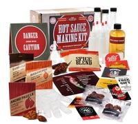 DIY Gift Kits Hot Sauce Making Kit Deluxe Edition, Gourmet Spicy Gift Set for Men, Featuring 5th Generation Heirloom Peppers & Spice Blends, Natural & GMO Free, Recipe Book, Storing Bottles