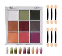DIY Gitter Pastel Chrome Nail Art Set - 9-Color Chrome Powder Palette for Ombre & Mirror Nails with 6 Nail Art Brushes（Deep Autumn Palette）