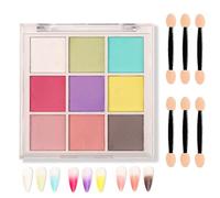 DIY Gitter Pastel Chrome Nail Powder Kit - 9 Colors for Ombre Nails with 6 Brushes（Playful Pop Tones）