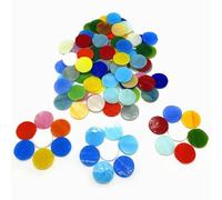 DIY Glass Round Mosaic Tiles, 100 Pieces Assorted Colors Stained Glass Flower Leaves Handmade Crafts, Decorations for Home, Kitchen,Bathroom Mosaic Projects, Easy for Beginners(2cm/0.8in)