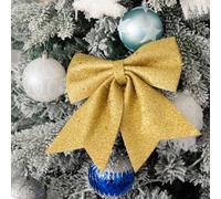 DIY Glitter Christmas Bow with Polyester Material for Tree and Wreath Decorations, Adds Festive Sparkle to Holiday Crafting (I)