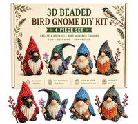 DIY Gnome Beading Kit - 4-Pack Mini Beading Set With Instructions, Cute 3D Gnome Beaded Embroidery Set, Funny Mini Dwarf Ornament, Handmade Animal Craft Kit, For Home, Farmhouse, Holiday Decorations
