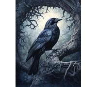 DIY Gothic Black Raven Diamond Art Full Drill 12x16 Inch Diamond Painting Kits for Adults & Beginners - DIY Art Crafts for Relaxation and Home Wall Decor 627