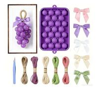 DIY Grape Soap Making Kit - Grapes Soap On a Rope,Includes Silicone Grape Mold, 5 Colorful Twine Ropes, 5 Colorful Bows, and Tweezers,Perfect for Handmade Soaps Crafting and Gift Making for Adults