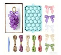 DIY Grape Soap Making Kit - Grapes Soap On a Rope,Includes Silicone Grape Mold, 5 Colorful Twine Ropes, 5 Colorful Bows, and Tweezers,Perfect for Handmade Soaps Crafting and Gift Making for Adults
