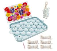 DIY Grape Soap Mold Kit - 1 Silicone Soap Making Mold with 36 Pressed Dried Flowers & 5 Cotton Cords (20m Each) - No Lint, Decorative Soap Molds for Home Decor, Handmade Gifts, Beginners