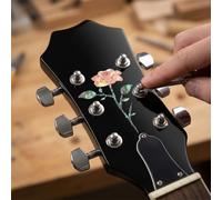 DIY Guitar Logo Sticker Non-Damaging PVC Material(Red Rose) | Thin profile design, won't catch fingers, playing comfort maintained, sound quality unaffected