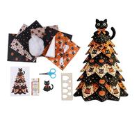 DIY Halloween Christmas Quilted Fabric Tree Kit, 3D Padded Patchwork Sewing Craft Kit for Adults Beginners, Home Office Mantel Shelf Tabletop Decor, Holiday Gift for Craft Lovers