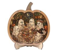 DIY Halloween Cute Ghost Reading Book Wooden Puzzles