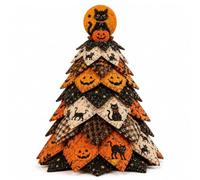 DIY Halloween Quilted Fabric Tree Kit, 3D Padded Patchwork Sewing Craft Project, Seasonal Spooky Mantel Shelf Decor, Handmade Holiday Gift for Crafters, Home Decoration