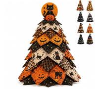 DIY Halloween Quilted Fabric Tree Kit, Halloween Tree Quilt Kit, 3D Padded Sewing Craft Project, Seasonal Mantel Shelf Decor,Handmade Holiday for Quilting and Sewing Enthusiasts，E