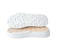 Diy Hand Knitting Materials, Thickened Hand-Woven Linen Flat Bottom Shoe Sole White Bouffant Flower Cables Khaki Spring Summer McQueen Wave Pattern(35)