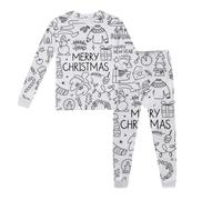 DIY Hand Painted Colorable Pyjamas for Kids 2 Piece Christmas Holiday Outfits Cute Preppy Colouring Nightwear Boys Girls Sleepwear Pjs Suits Crewneck Tops & Pjs Bottoms Cosy Soft Loungewear 2-10Y