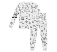 DIY Hand Painted Colorable Pyjamas for Kids 2 Piece Christmas Holiday Outfits Cute Preppy Colouring Nightwear Boys Girls Sleepwear Pjs Suits Crewneck Tops & Pjs Bottoms Cosy Soft Loungewear 2-10Y