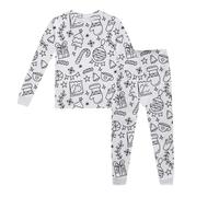 DIY Hand Painted Colorable Pyjamas for Kids 2 Piece Christmas Holiday Outfits Cute Preppy Colouring Nightwear Boys Girls Sleepwear Pjs Suits Crewneck Tops & Pjs Bottoms Cosy Soft Loungewear 2-10Y