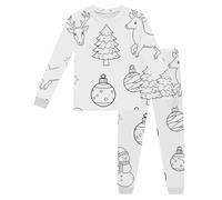 DIY Hand Painted Colorable Pyjamas for Kids 2 Piece Christmas Holiday Outfits Cute Preppy Colouring Nightwear Boys Girls Sleepwear Pjs Suits Crewneck Tops & Pjs Bottoms Cosy Soft Loungewear 2-10Y