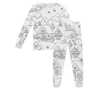 DIY Hand Painted Colorable Pyjamas for Kids 2 Piece Christmas Holiday Outfits Cute Preppy Colouring Nightwear Boys Girls Sleepwear Pjs Suits Crewneck Tops & Pjs Bottoms Cosy Soft Loungewear 2-10Y