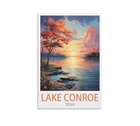 DIY Hand Painted Oil Painting Kit,Lake Conroe Texas Posters Acrylic Pigment Drawing Paintwork for Gift Home Wall Decor 30x40cm