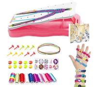 DIY Hand Rope Braider Set, Friendship Bracelets Rope Weaver Kit, Friendship Bracelet Making Kit, Colorful Hand Rope DIY Bracelet Jewelry Maker Toys, Best Braided-Making Gifts for Young (Light Pink)