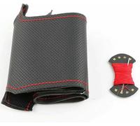 DIY Hand-stitched Black Artificial Leather Car Steering Wheel Cover for Ford Focus 2 2005-2011