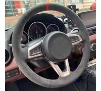 DIY Hand-Stitched Black Genuine Leather Suede Car Steering Wheel Cover For Mazda MX5 MX-5 2016 2017 2018 2019 2020 Auto Accessories Styling(8-White)
