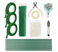 DIY Handmade Floral Art Tool Set, Including ABS Pearls, Metal Wire, 2-Millimeter Diameter Flower Stems, Scissors, Pliers and Green Tape. Suitable for Both Beginners and Professional Florists