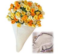 DIY Handmade Rose Blanket, Crochet Flowers Rose Bouquet Blanket Handmade, Soft and Lightweight Romantic Flower Bouquet Knitted Throw Blankets for Mother's Day (D)