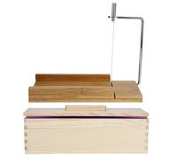 DIY Handmade Soap Mold with Cutter Set, Soap Making Kit with Silicone Liner, Bread and Candle Molding Tool with Measured Cutting Board for Kitchen Craft Projects (Set Three (Bamboo Flat Plate + 1200