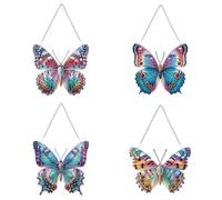 DIY Hanging Diamonds Art Painting Butterfly Ornaments Kits, Special Shaped Rhinestone Hanging Butterfly Ornaments Window Pendants Wreath Kits for Home Wall Hanging Kits-4PCS-C