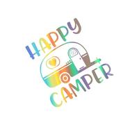 DIY Happy Camper Decor Decal Car Vinyl Sticker Decoration for Van Camper Caravan Cargo RV Motorhome Auto Tuning Accessories(Colorful Laser,40x40cm)
