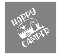 DIY Happy Camper Decor Decal Car Vinyl Sticker Decoration for Van Camper Caravan Cargo RV Motorhome Auto Tuning Accessories(White,40x40cm)