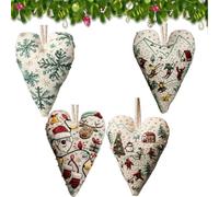 DIY Heart Shaped Hand Embroidered Christmas Ornament, 2026 New Personalized Christmas Embroidery Ornaments Kit, Cross Stitch Christmas Ornament Kit for Holiday Crafts (4PCS-E,Material Package)